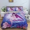 Set copripiumino con motivo a sirena dei cartoni animati, set di biancheria da letto per bambini, decorazione per camera da letto, trapunta, copripiumino, king size, singolo, singolo