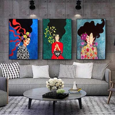 Vintage Abstract Girl Hair Flower Women Wall Art Canvas Painting Fashion Nordic Poster Wall Pictures For Living Room Unframed