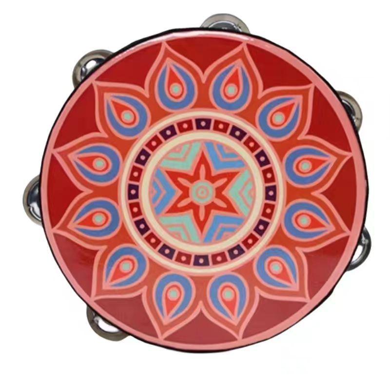 Children's Professional Percussion Instrument: 6, 7, 8 Inch Hand Drum, Jingle Tambourine for Dance & Exam