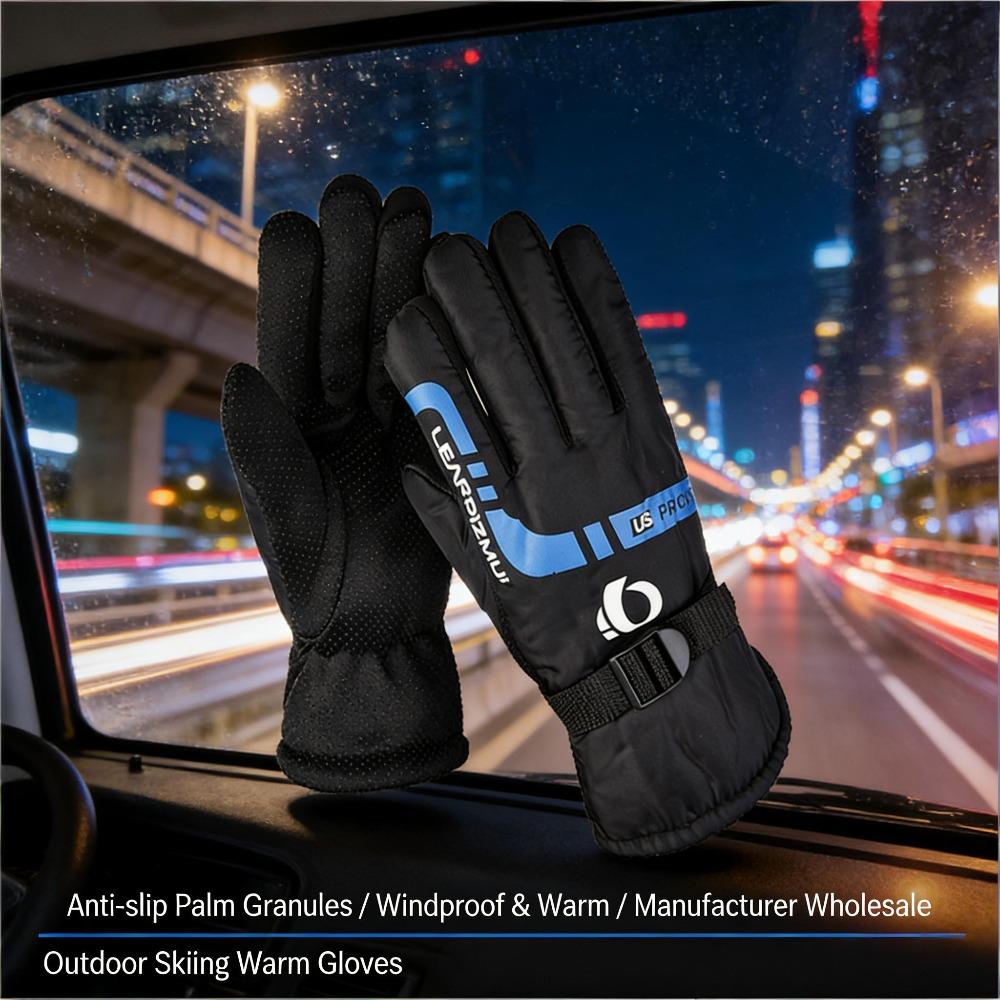 Autumn and winter skiing warm gloves, thickened anti slip and windproof velvet motorcycle outdoor riding men's gloves