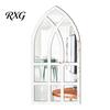 Boho Style Wall Mirror Stickers Arched Window Decor, Wooden Frame Acrylic Fake Mirror, Modern Art Self-Adhesive Windowpane Sticker for Living
