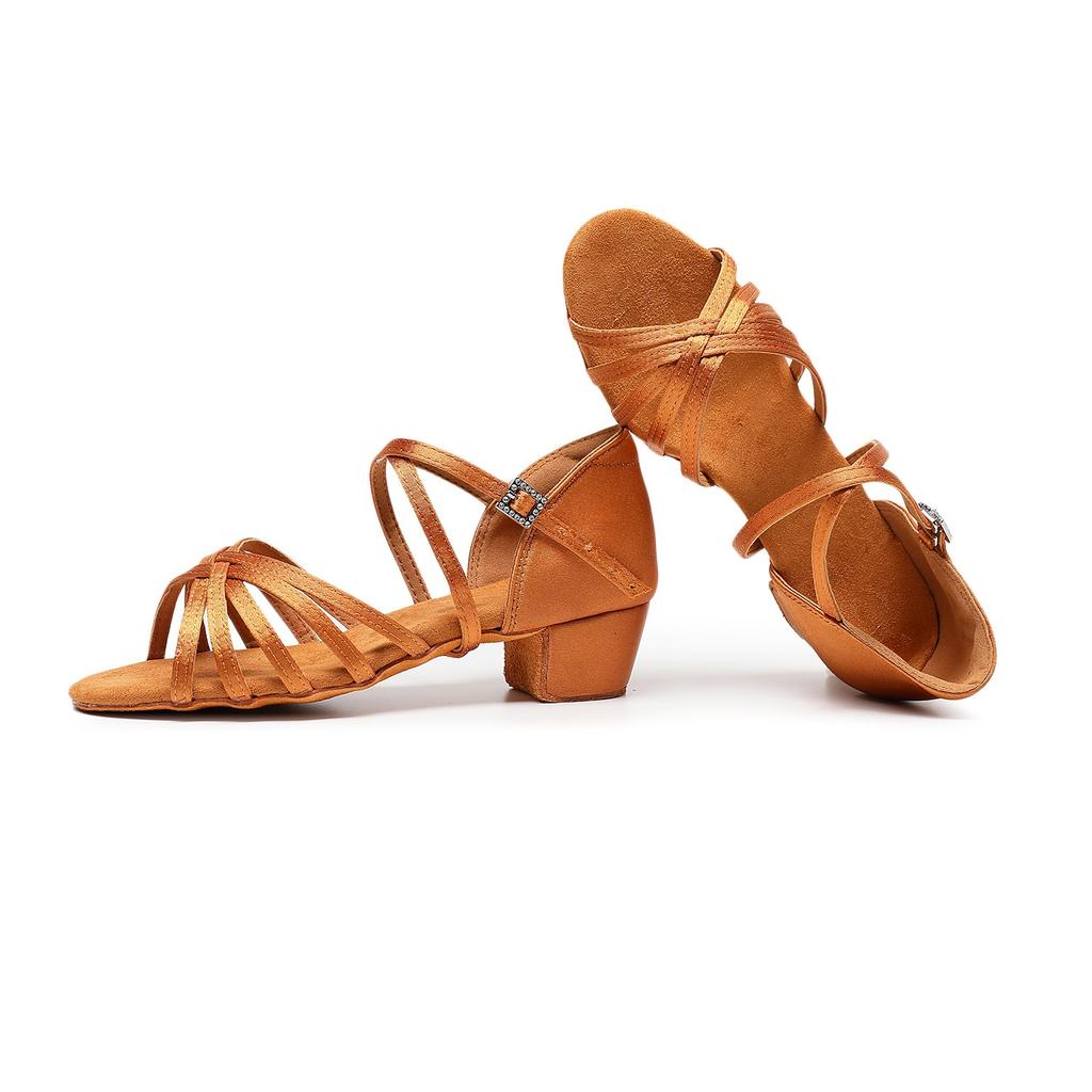 Girls Satin Latin Shoes Low Heel Ballroom Dance Shoes Adult Tango Salsa Shoes for Practice Toddler Latin Dance Shoes Performance