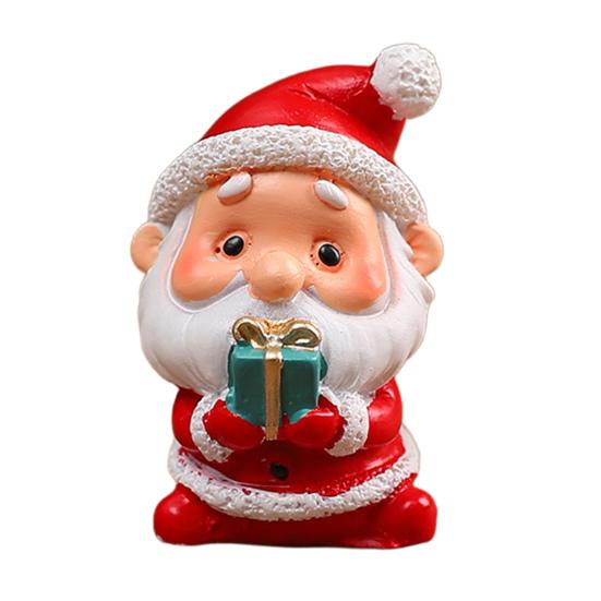 Yousheng Christmas Miniature Figurines Mini Resin Santa Claus/Snowman/Tree/Bear/Rabbit Figurine 3D Cute Christmas Statue for Home Desk Decor Dollhouse