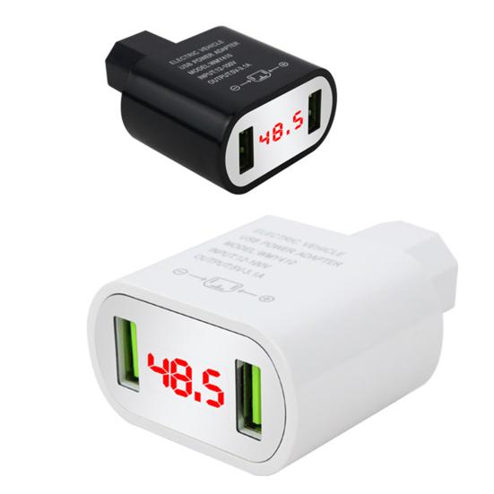 Electric Vehicle Digital Display Dual USB PC 12V-100V To 5V 3A Adapter Charger