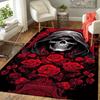 1pc Roses and Skulls Design Indoor Area Rug - Soft, Anti-Slip, and Durable Gaming Room Decor for Bedroom