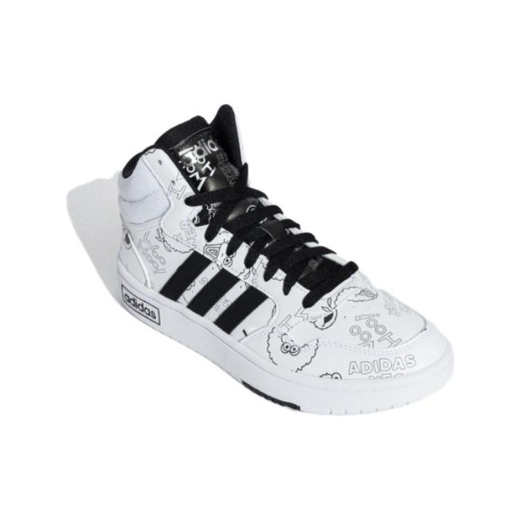 Sesame Street X Adidas  Neo Hoops 3.0 Mid Woo Hoo! Women Sneakers White Cloud-White Core-Black HQ9813