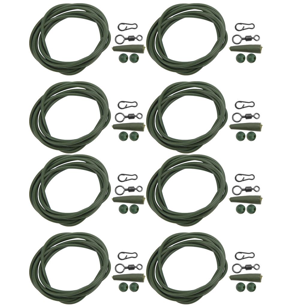 8PCS ABS+Copper Alloy Portable Silicone Hair Rigs Swivel Carp Fishing Accessories(Green )