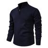 Men Sweatshirt Stand Collar Zipper Half Placket Long Sleeve Pullover Tops Solid Color