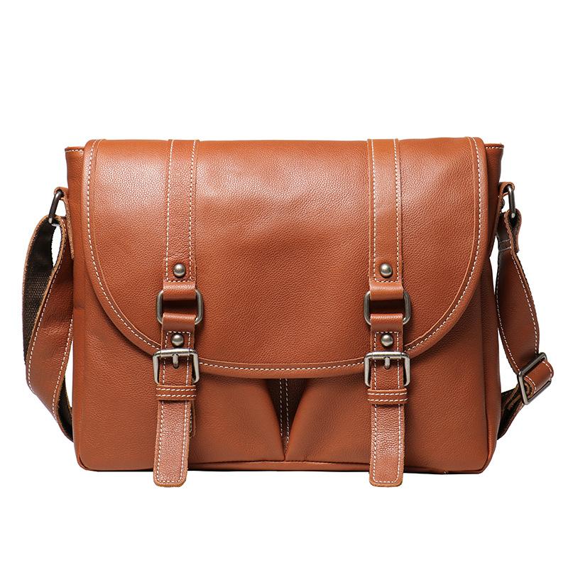 Men S Genuine Leather Shoulder Bag Women S Vegetable Tanned Leather Messenger Bag Large Capacity A4 File Bag