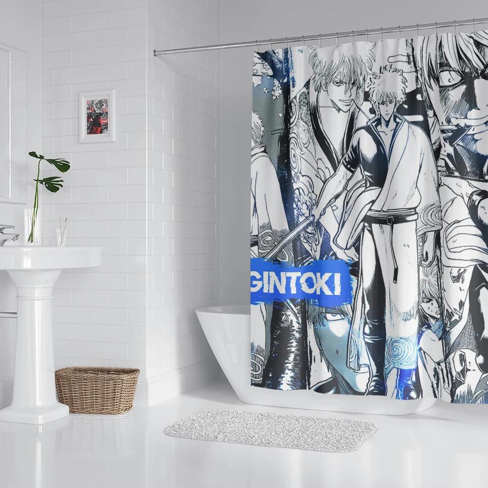 Anime Bathroom Curtain Polyester Fabric Shower Curtain 180 * 180CM With  Hooks Bathroom Accessories