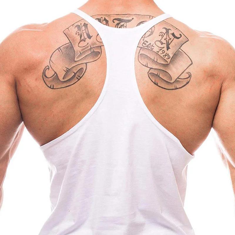 Muscleguys Men's Basic Solid Color Cotton Gym Tank Tops Sleeveless Y-Back Bodybuilding Vests Muscle Training Athletic Workout Undershirt