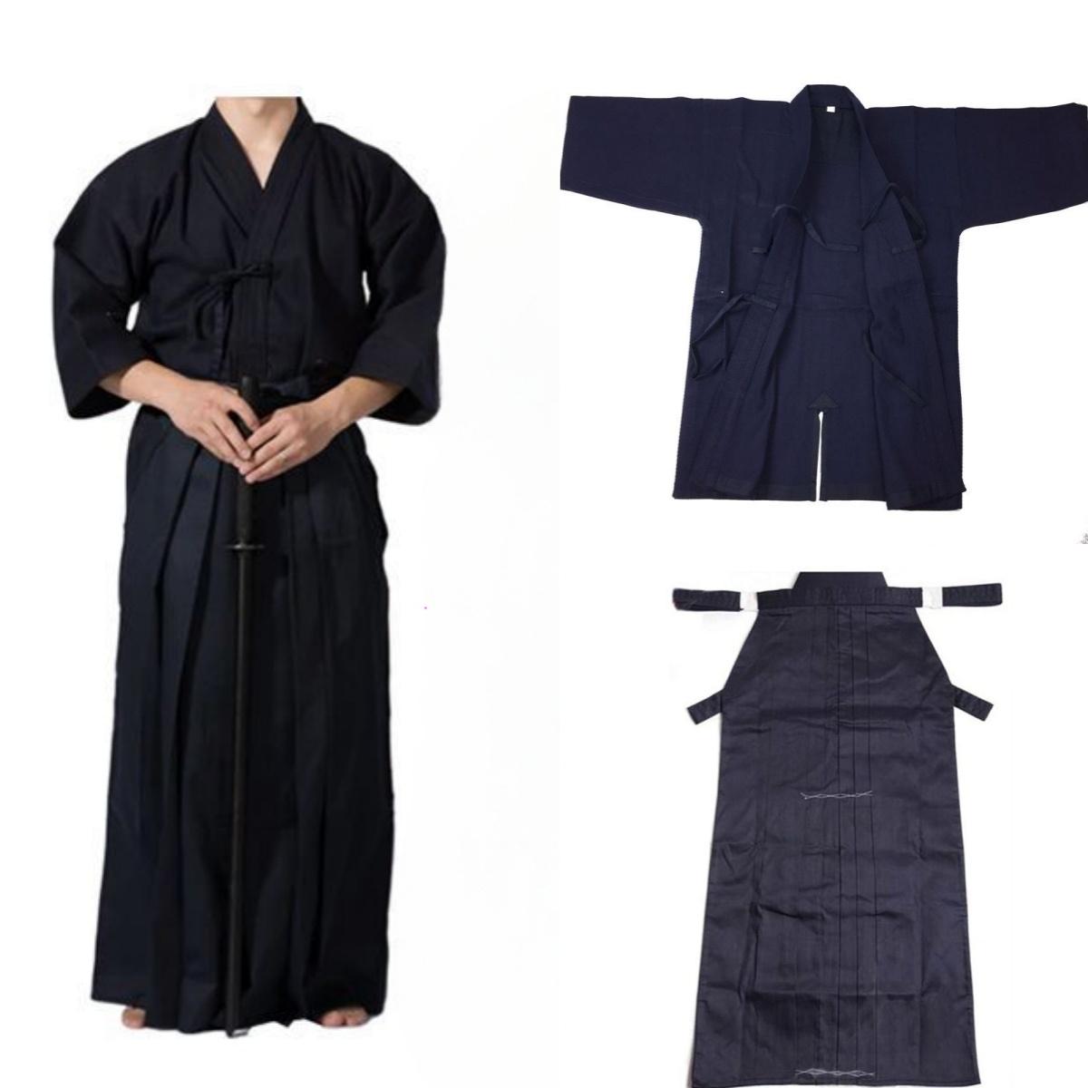 

Костюм Кендо Брюки-кюлоты Кендо Кендо Хакама Хакама Кендо Ги, комплект из 2 предметов 175 темно-синий