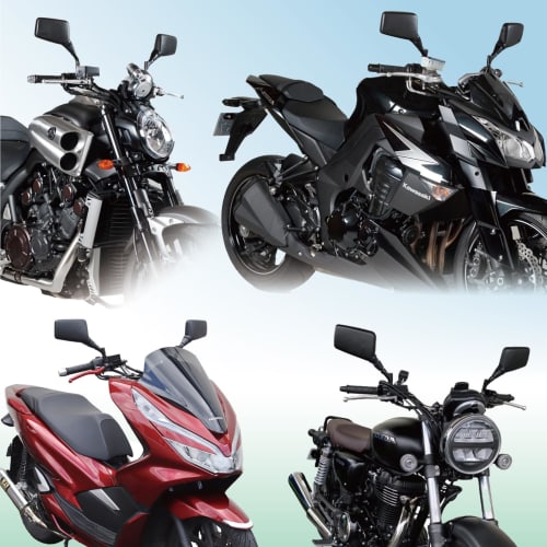 Tanax Bike Mirror Napoleon Cross 2 Mirror Black Left Side 10mm Positive Thread AJ-10L