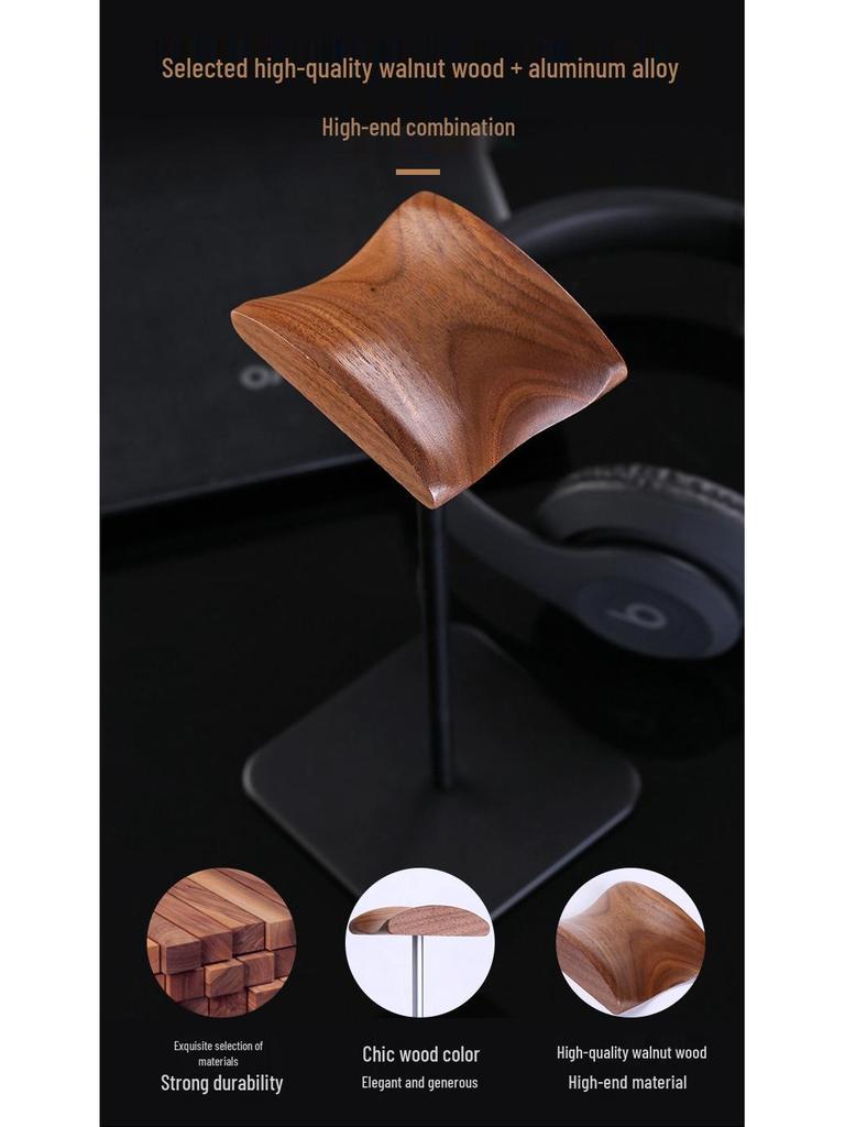 Walnut Wood & Aluminum Alloy Over-Ear Headphone Stand
