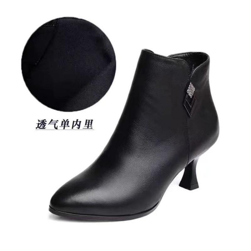 

2025 new large size short boots pointed toe stiletto high heels bare boots single boots Martin boots small size boots 40