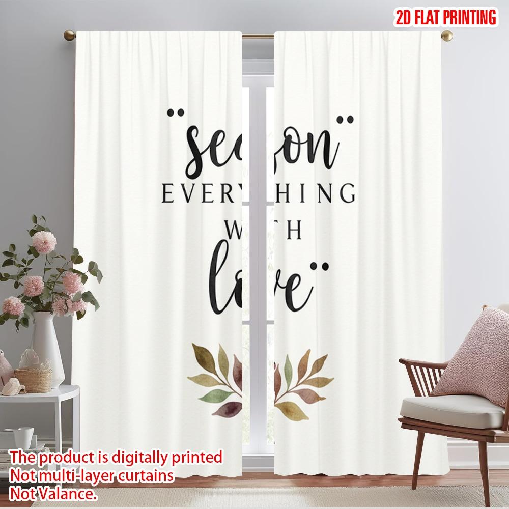 

2pcs 2D flat printing Curtains Season Everything With Love Floral 100% Polyester Without Electricity Seasonal Party & Holiday 52.50×116.00 CM 2pcs