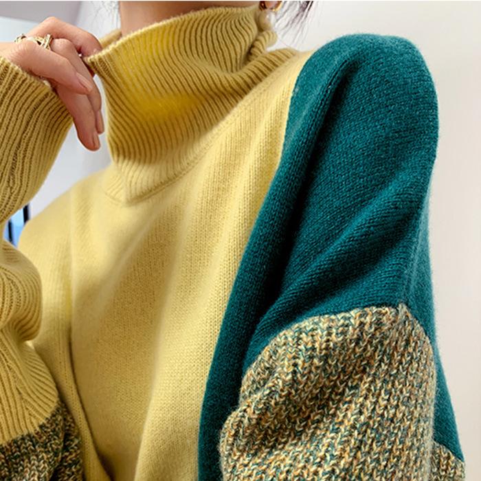 GMXIA Джемпер с высоким воротом и контрастными цветами — фото 4