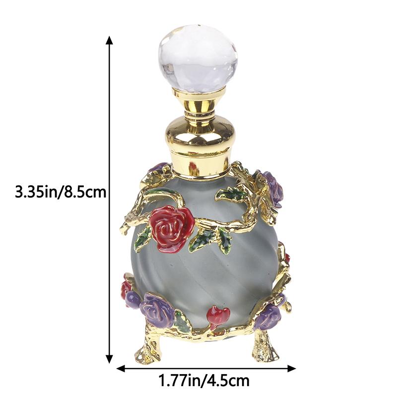 New 1Pc Dubai 15ML Beauty Salon Flowers Glass Perfume Empty Bottle Vacuum Bottle Essential Oil Olive Oil Reusable Storage Bottle