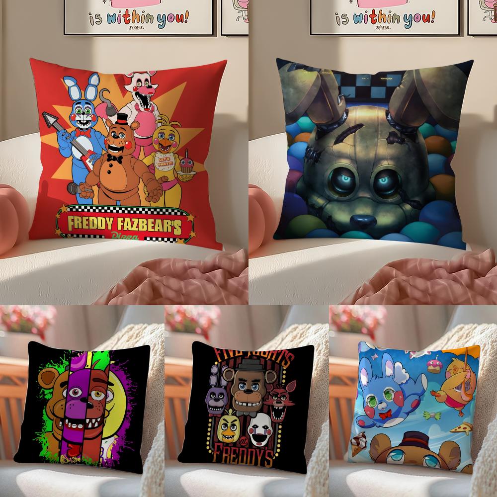 Horror Game FFive Nights At Freddys Cushion Cover Pillowcase Short Plush Invisible Zipper Room Sofa Cushion Cover