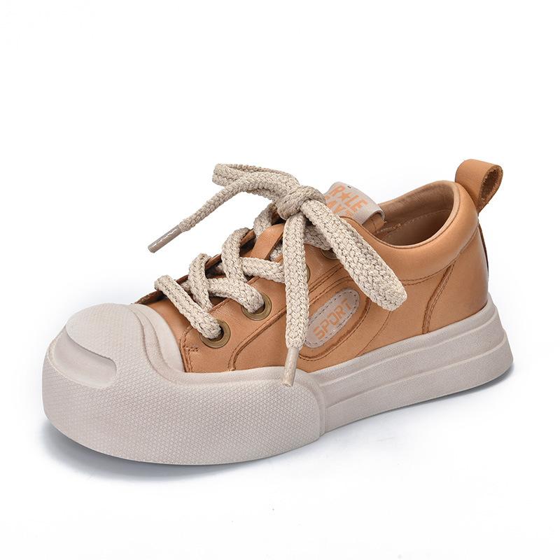 

Обувь для спорта и отдыха Johnature из натуральной кожи, простые, универсальные, на плоской платформе, со шнуровкой 35 жёлтый