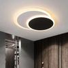 Nordic White Black Moon Type Led Round Ceiling Lamp For Living Room Study Bedroom Kitchen Wrought Iron Acrylic Home Lighting
