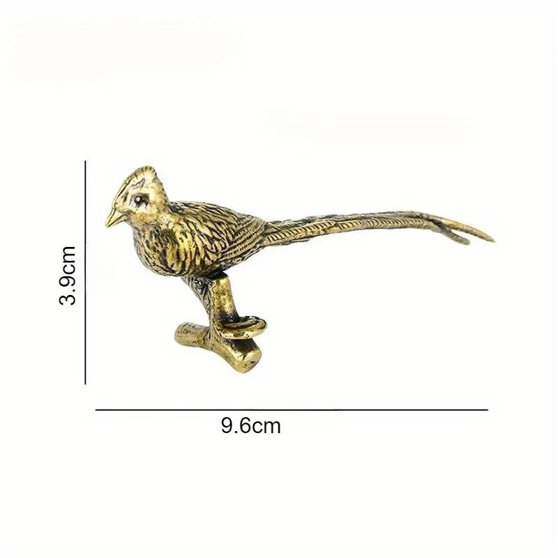 Starožitná mosazná soška bažanta s dlouhým ocasem, stolní ozdoba, figurky ptáků a zvířat, domácí dekorace, řemeslné sbírky do obývacího pokoje