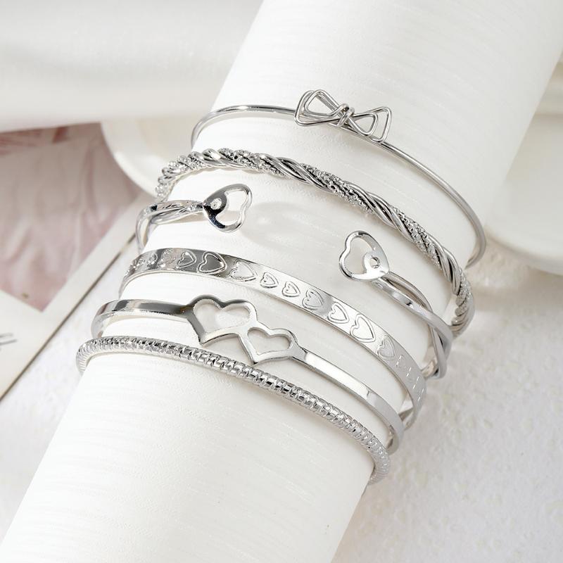 Punk Minimalist Geometric Bracelets Set For Women Retro Hip Hop Boho Stackable Design Open Bangle