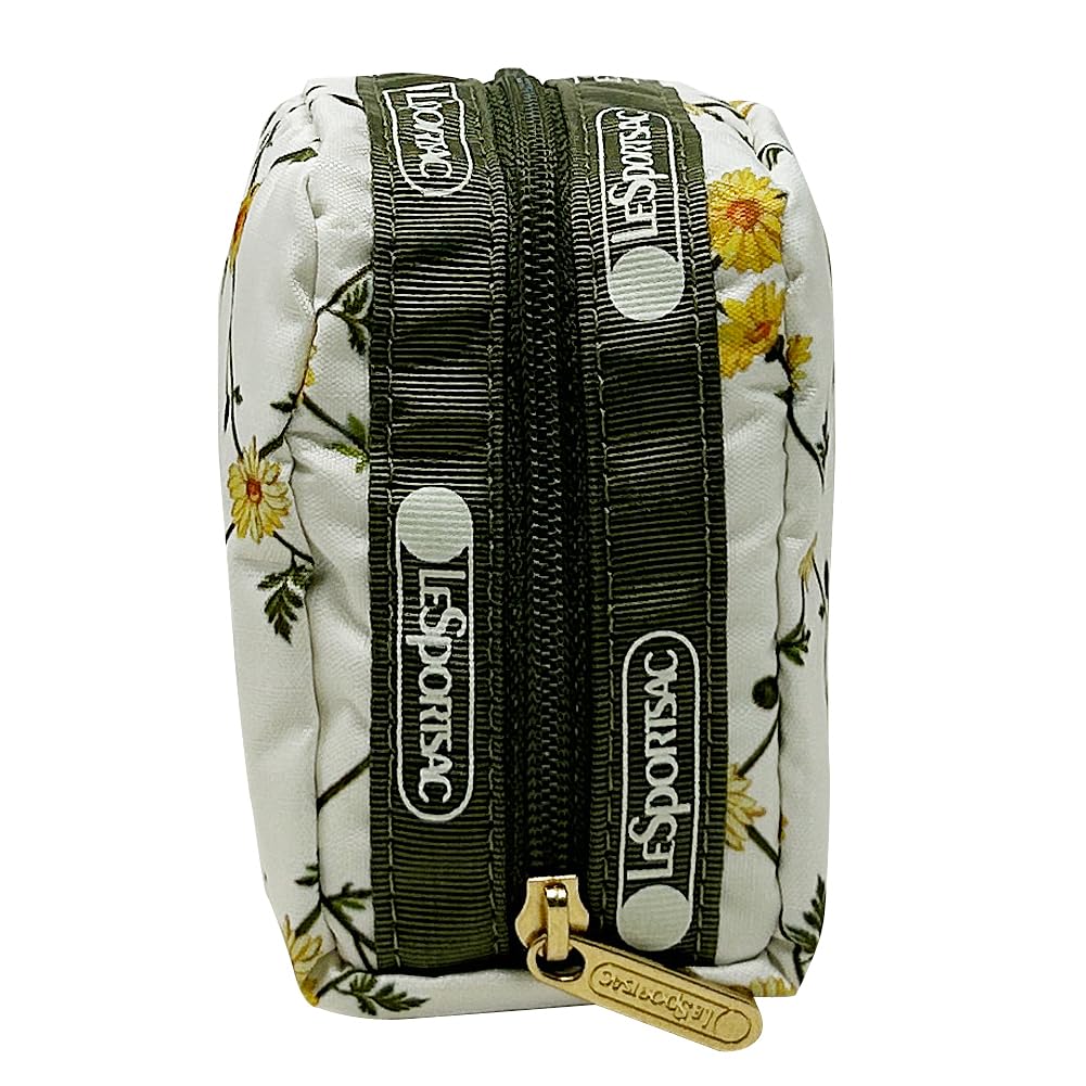 LeSportsac Square Cosmetic Pouch 6701 CROSS [LeSportsac] (DAISY ECRU) [Used]