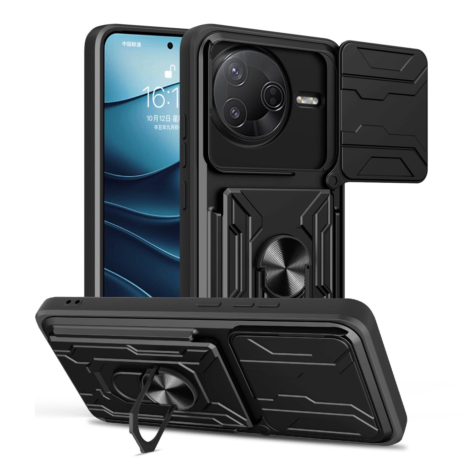 

Чехол для Xiaomi Poco F7 Pro 5G/Redmi K80 5G PC+TPU с подставкой Задняя крышка для телефона со шторкой для камеры Black