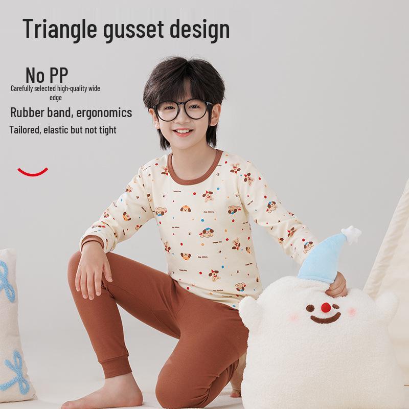 Warme Baumwollpyjamas für Kinder: Mid-Neck Shirts & Hosen für Jungen & Mädchen