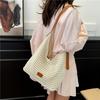 Summer large-capacity underarm bag women's 2025 new hollow woven bag simple shoulder crossbody bucket bag