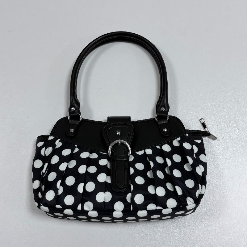 Retro Y2k Polka Dot Motorcycle Underarm Bag Stylish Women's Belt Buckle Design Shoulder Bag Niche Rivet Patchwork Design Handbag