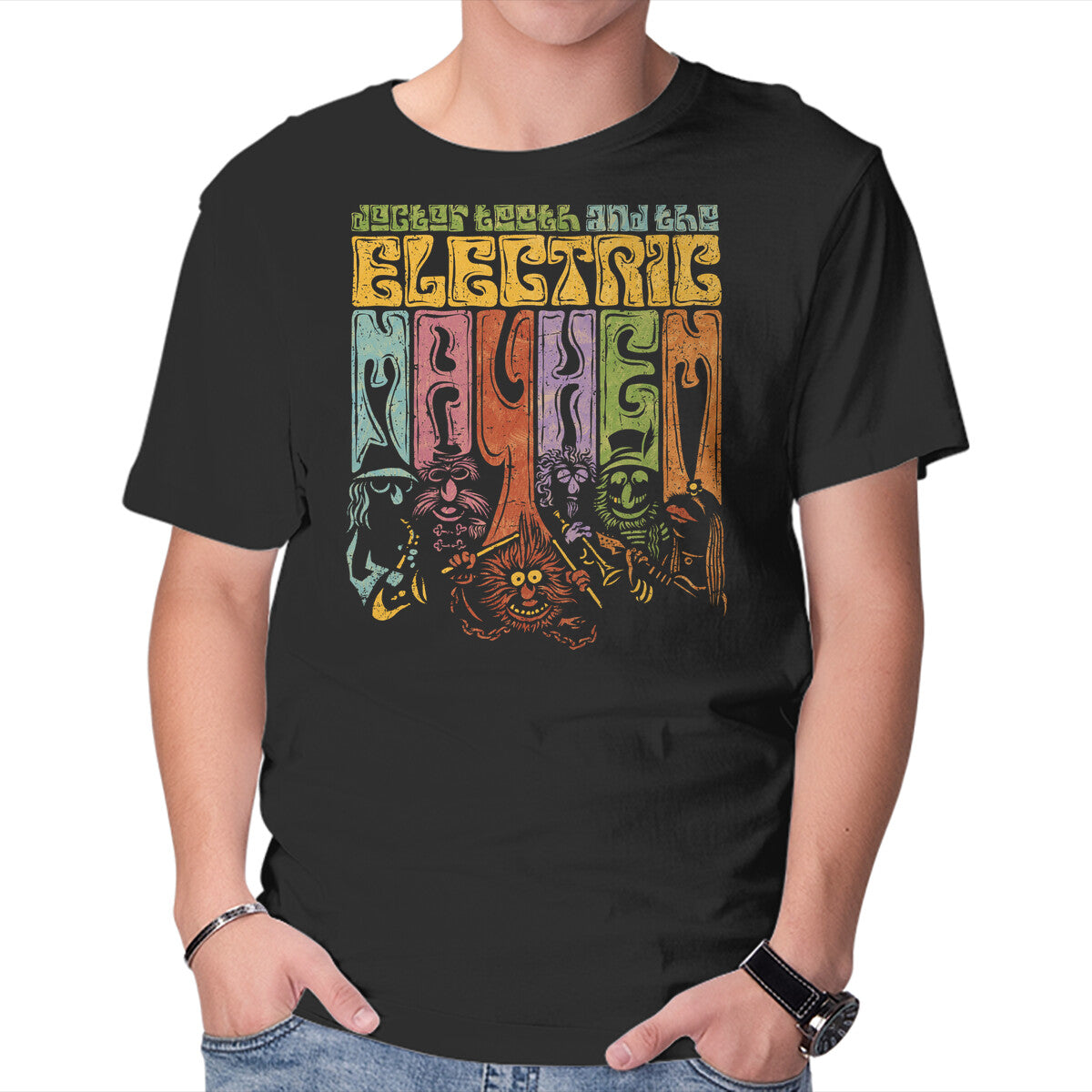 Unisex Crew Neck T-Shirt The Psychedelic Mayhem Graphic Short Sleeve Casual Tee L
