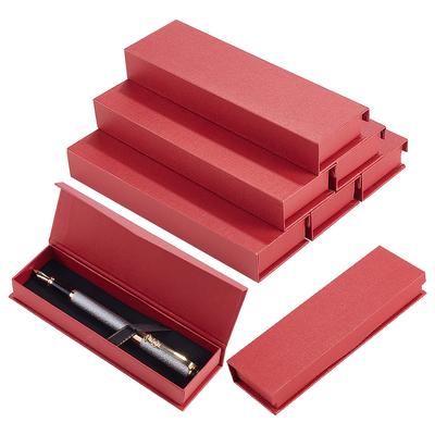 10pcs Rectangle Cardboard Pen Storage Boxes with Magnetic Flap Lid Pen Gift Case with Velvet Inside Dark Red 17x5.25x2.45cm