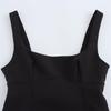 European & American Style Women's Square Neck Spaghetti Strap Top with Back Bowknot