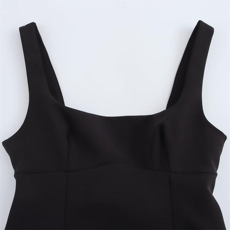 European & American Style Women's Square Neck Spaghetti Strap Top with Back Bowknot
