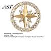 Classic Round Brooch Vintage Rhinestone Star Compass Brooch, Men Women Alloy Oxidation Resistant Badge Lapel Pin, Jewelry Accessory for Clothing Decor