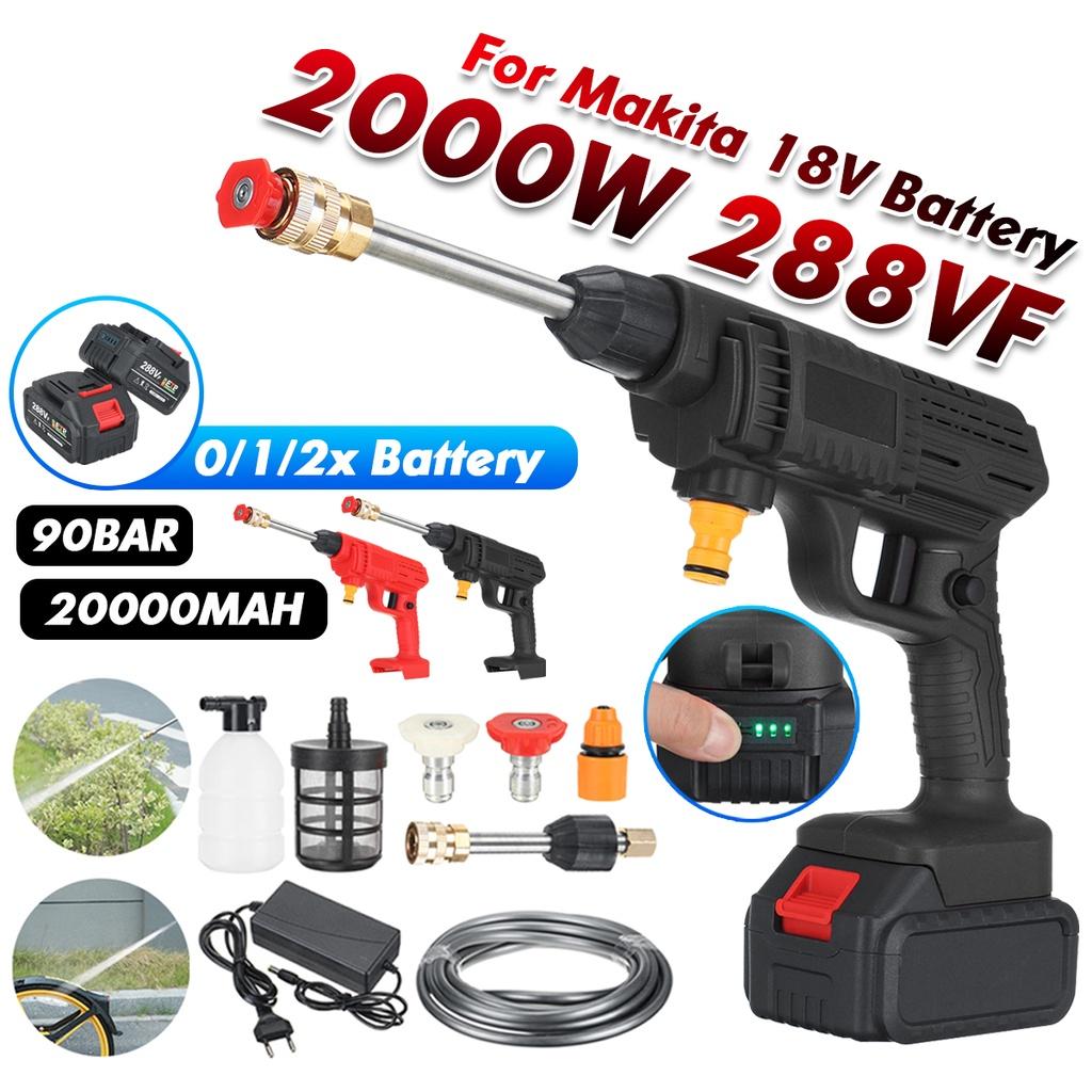 90Bar 2000W Cordless High Pressure Car Washer Rechargeable Car Wash Gun Electric Water Gun Foam Machine for 18V Battery
