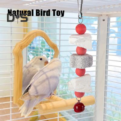 Vogelspielzeug, buntes Papageienspielzeug zum Aufhängen mit Perlen, Vogelkäfigspielzeug aus Naturholz, Schleifstein, Heimtierbedarf für Papageien, Sittiche, Hamster, Kaninchen
