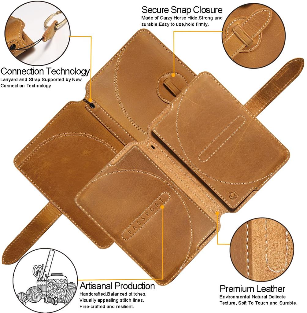 Passport Case Leather Passport Book Cover Passport Holder for Traveling Families Genuine Leather Travel Wallet Passport Holder for Men and Women