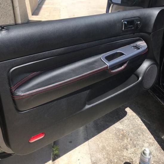2*Black Front Door Armrest Panel Leather Cover For VW Golf 4 MK4 Jetta 2-door