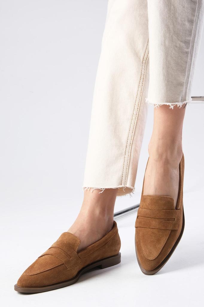 River Genuine Suede Tan Women's Loafer Casual Flat Shoes
