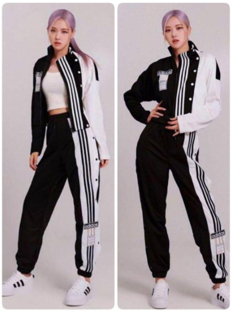 [USED] Adidas Adibreak BLACKPINK Track Pants, Black and White, Size S, Unisex