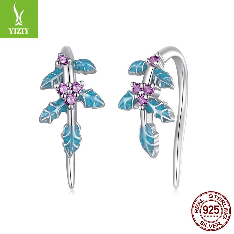 

Yinziyun Holly White Gold Plated Sterling Silver Christmas Stud Earrings for Women 925 Sterling Silver