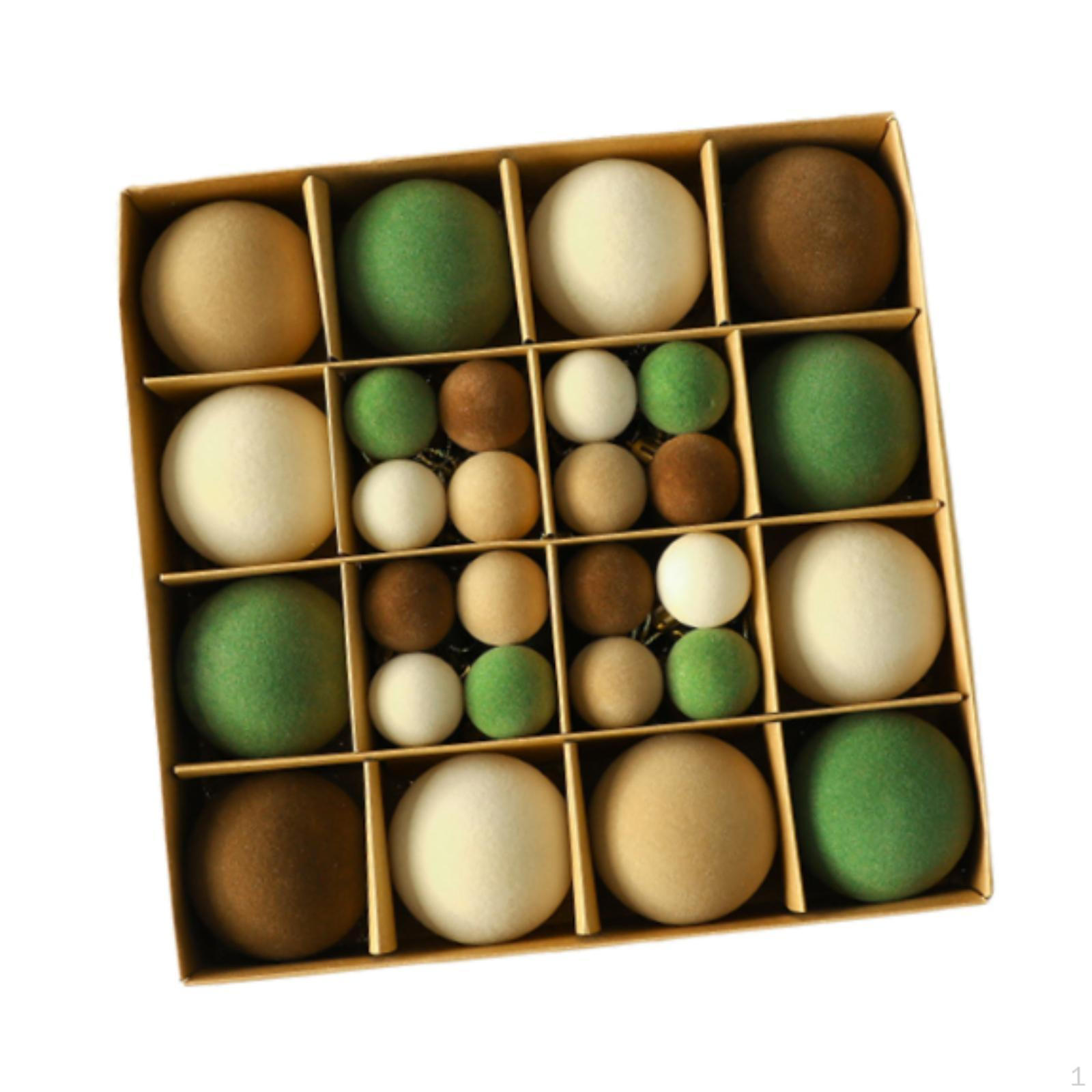 

44x Christmas Tree Ornament Flocked Ball Xmas Bulbs Decor Set Shatterproof for Holiday