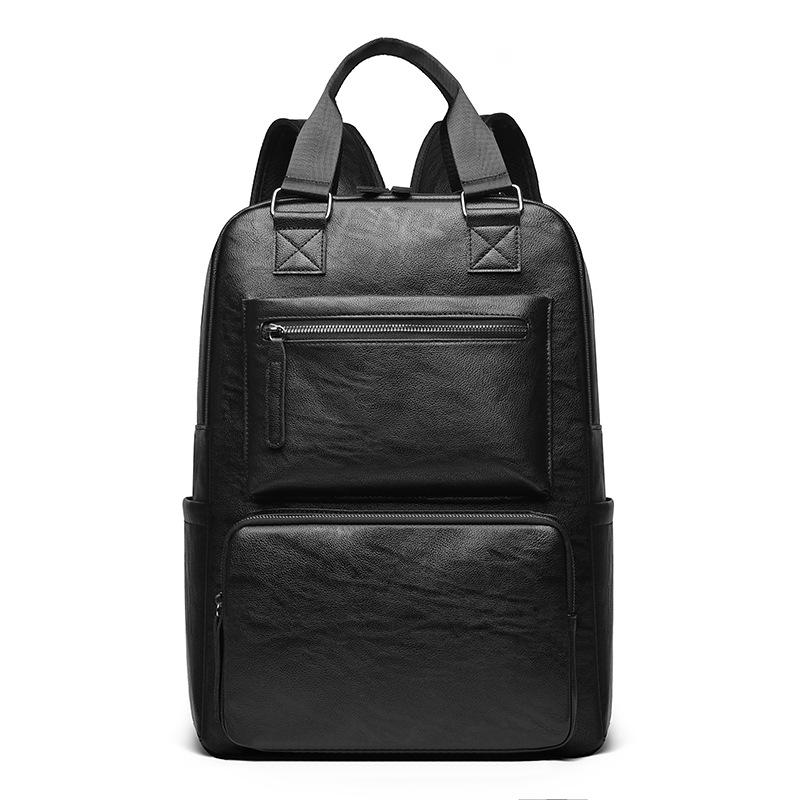 Backpack Fashion Versatile Men's PU Backpack Commuting Business Bag Large Capacity Computer Bag College School Bag