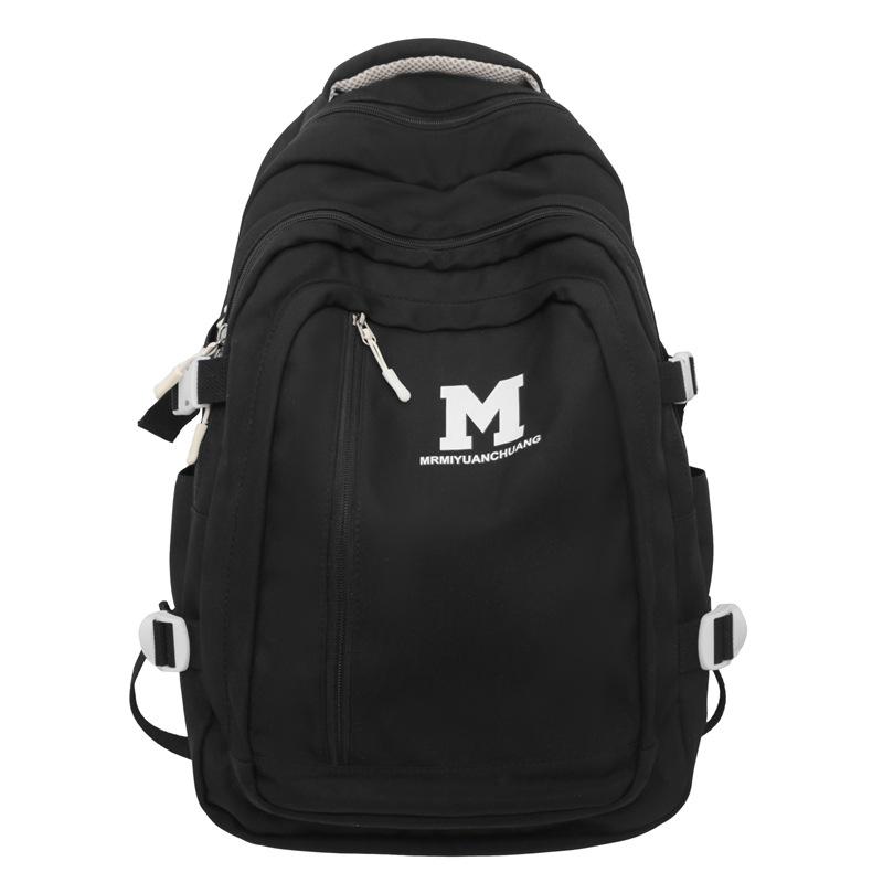 

Japanese ins simple and versatile college student schoolbag female, campus high school student junior high school backpack large-capacity backpack mal чёрный