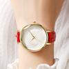 Bow Dial Module Watch Leather Band Simple Casual Quartz Dress Wristwatch