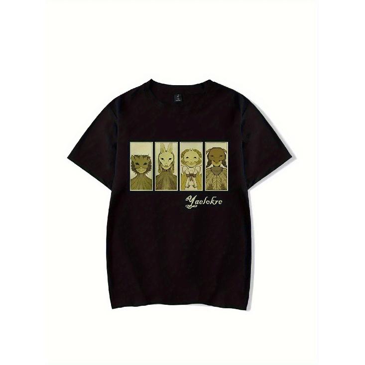 Yaelokre Merch Das Lerchen-Grafik-T-Shirt für Damen & Herren - Schwarzes Streetwear-Tee mit beigem Quadranten-Lerchenvogel-Logo, Atmungsaktives Kurzarm-Rundhals 2XL schwarz
