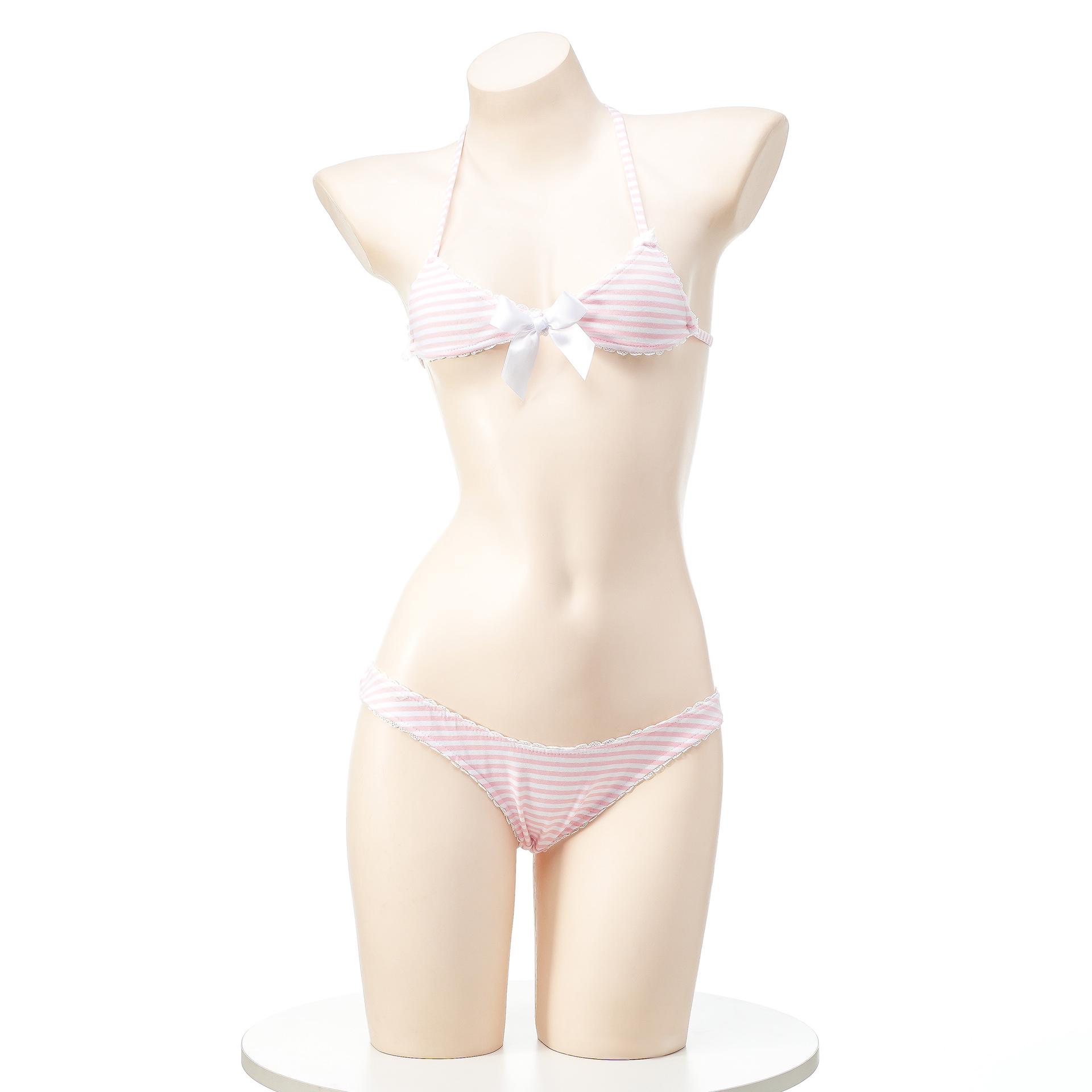 

Women s Striped Three-Piece Bikini Lingerie Set - Sexy, Figure-Flattering Pajamas C2104 One Size